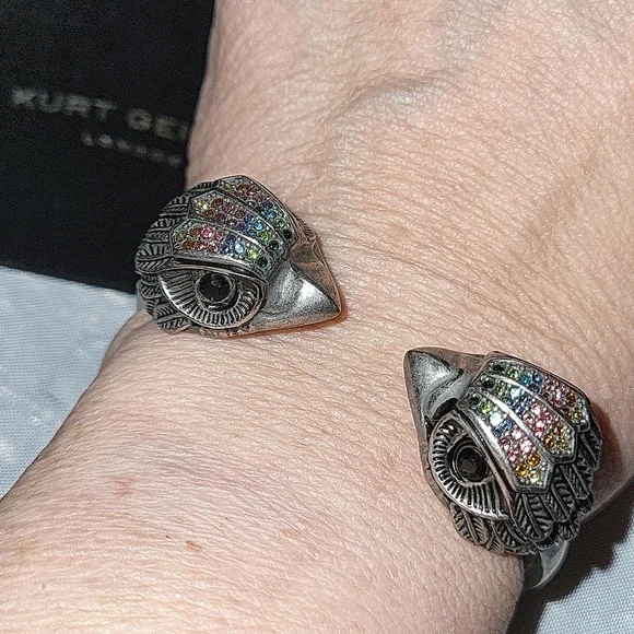 Kurt Geiger Silver Hinged Bracelet with Multicolor Accents Bnwt PL Rt Ms - Picture 1 of 4